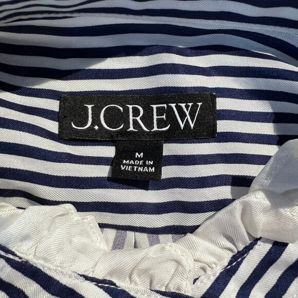 J. Crew Top Drapey Ruffle Trim Shirt Striped Old Money Nautical Victorian Preppy - Picture 5 of 6